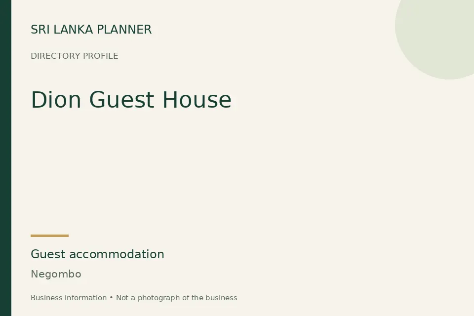 Directory cover for Dion Guest House in Negombo, Sri Lanka