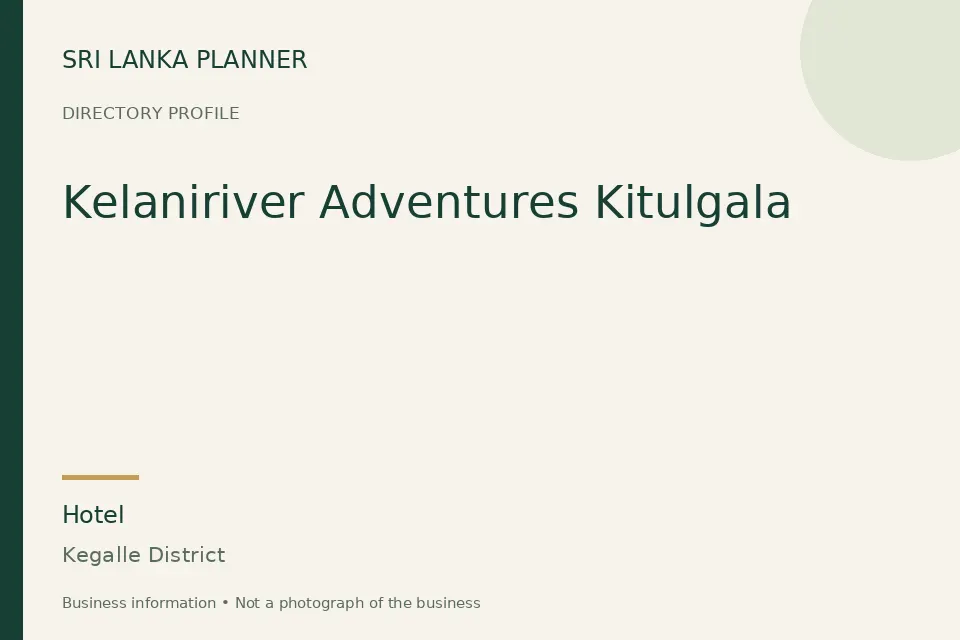 Directory cover for Kelaniriver Adventures Kitulgala in Kegalle District, Sri Lanka