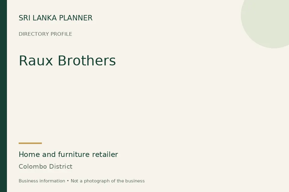 Directory cover for Raux Brothers in Colombo District, Sri Lanka