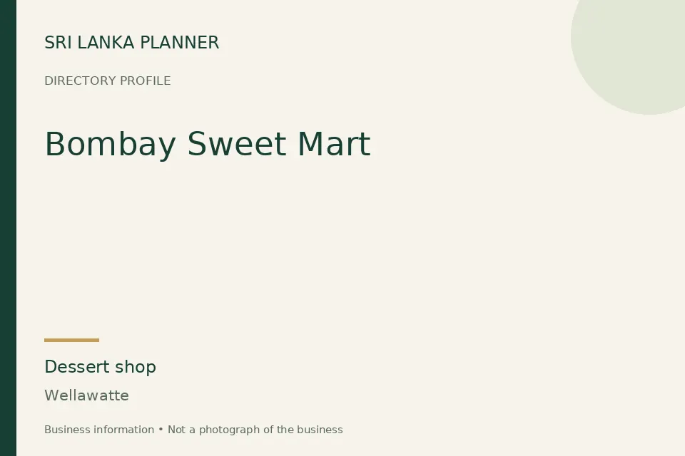 Directory cover for Bombay Sweet Mart in Wellawatte, Sri Lanka
