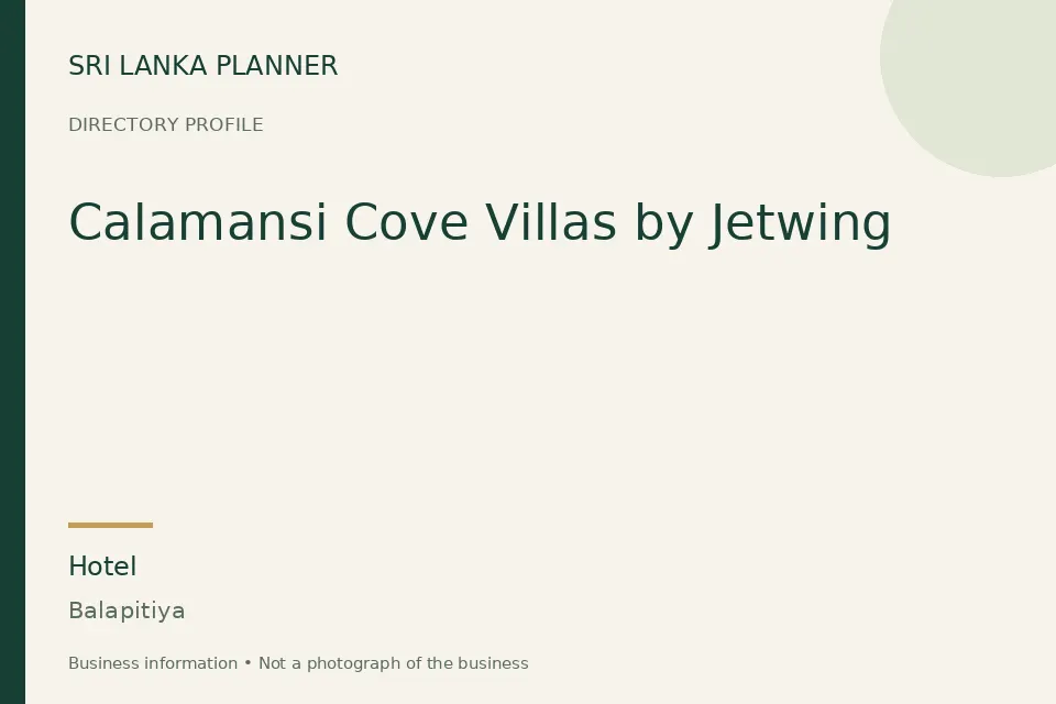 Directory cover for Calamansi Cove Villas by Jetwing in Balapitiya, Sri Lanka