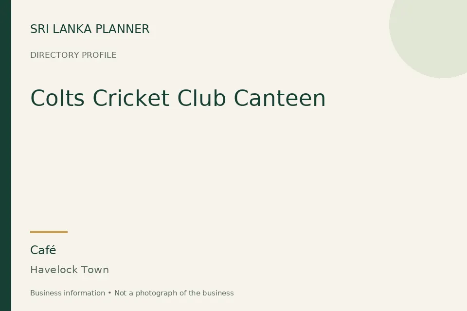 Directory cover for Colts Cricket Club Canteen in Havelock Town, Sri Lanka
