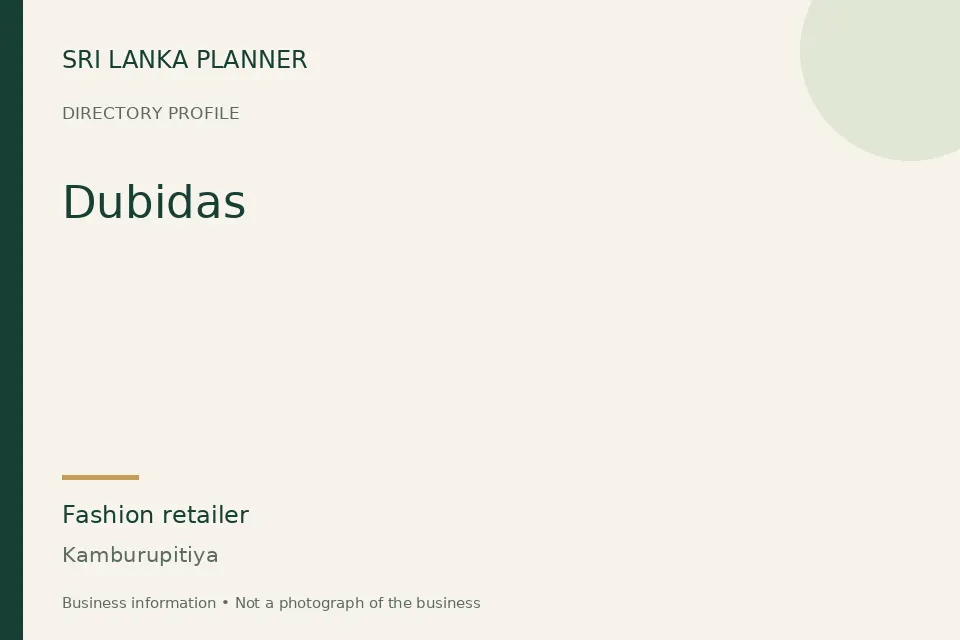 Directory cover for Dubidas in Kamburupitiya, Sri Lanka