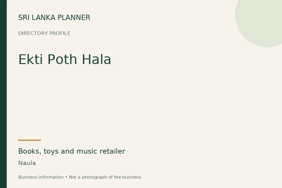 Directory cover for Ekti Poth Hala in Naula, Sri Lanka