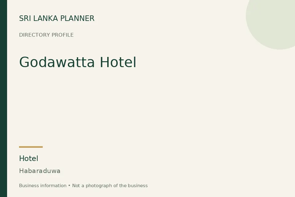 Directory cover for Godawatta Hotel in Habaraduwa, Sri Lanka