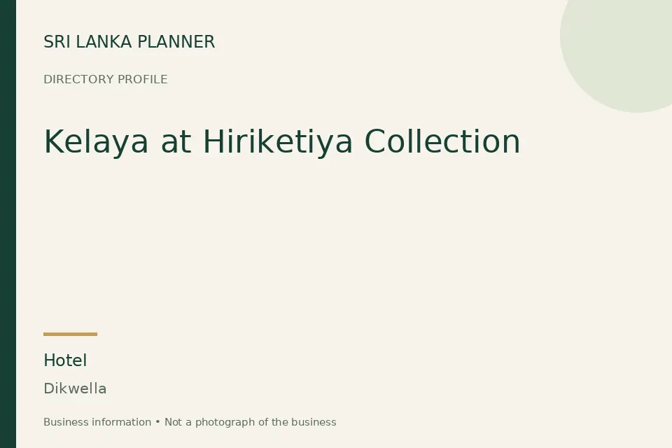 Directory cover for Kelaya at Hiriketiya Collection in Dikwella, Sri Lanka