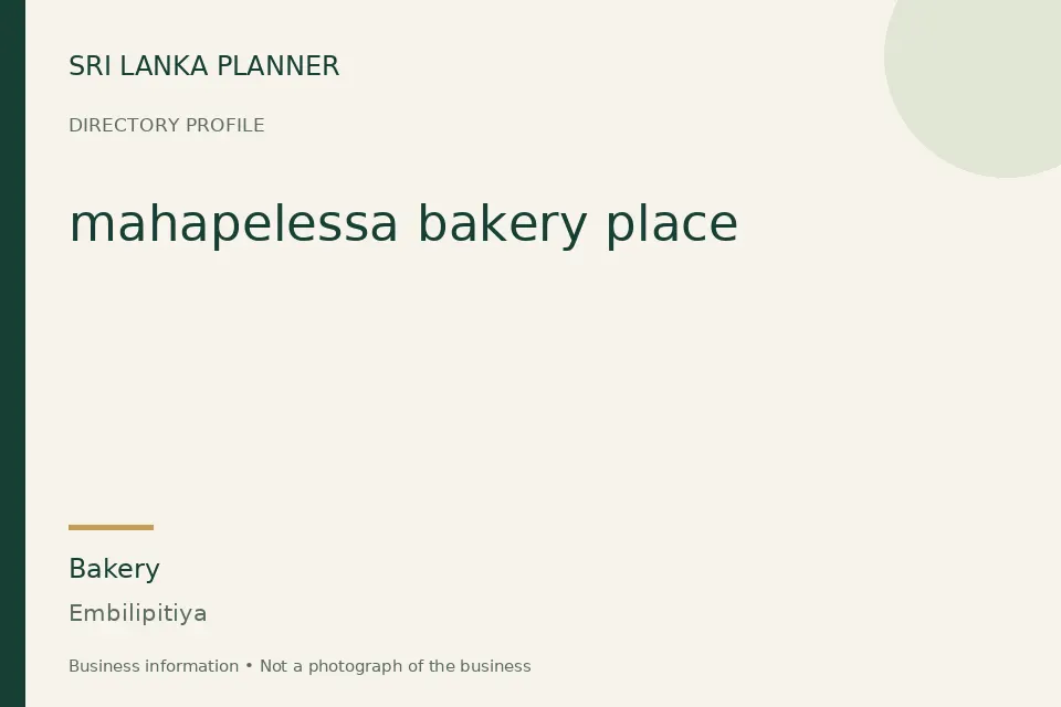 Directory cover for mahapelessa bakery place in Embilipitiya, Sri Lanka