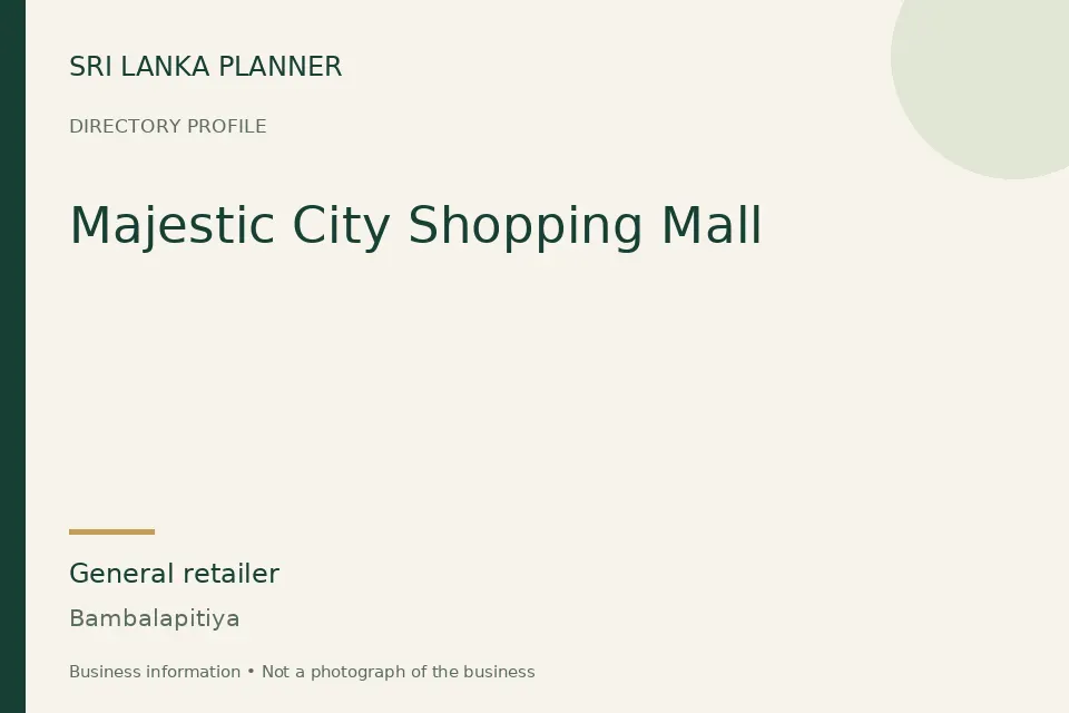 Directory cover for Majestic City Shopping Mall in Bambalapitiya, Sri Lanka