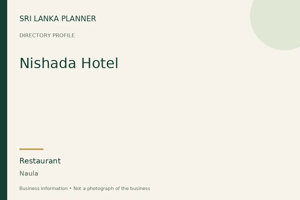 Directory cover for Nishada Hotel in Naula, Sri Lanka