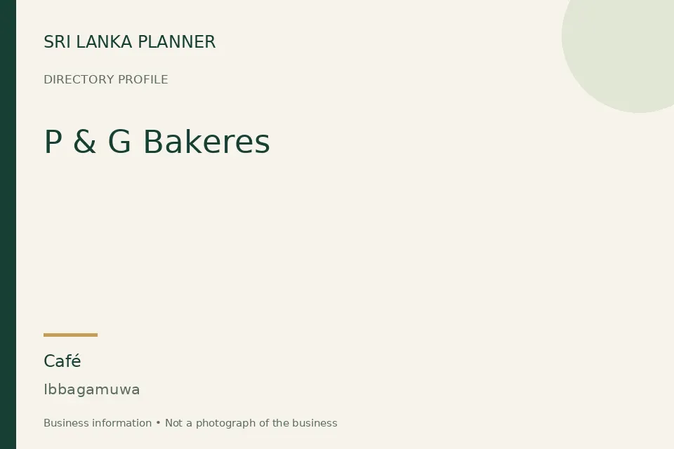 Directory cover for P & G Bakeres in Ibbagamuwa, Sri Lanka