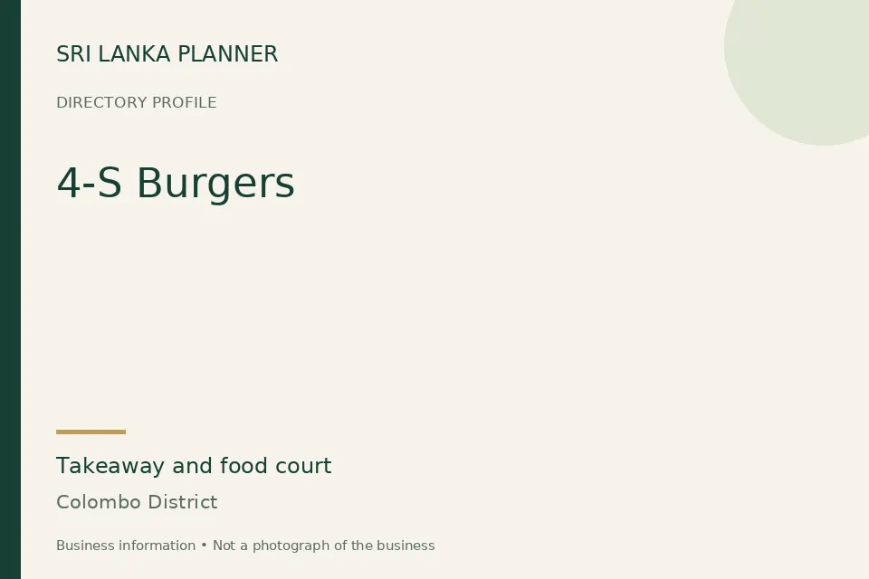 Directory cover for 4-S Burgers in Colombo District, Sri Lanka
