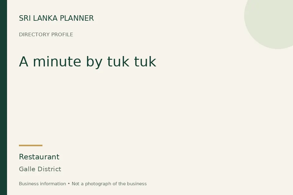 Directory cover for A minute by tuk tuk in Galle District, Sri Lanka