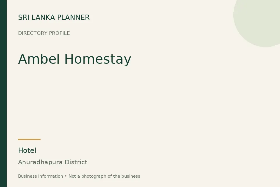 Directory cover for Ambel Homestay in Anuradhapura District, Sri Lanka