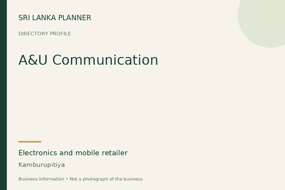 Directory cover for A&U Communication in Kamburupitiya, Sri Lanka