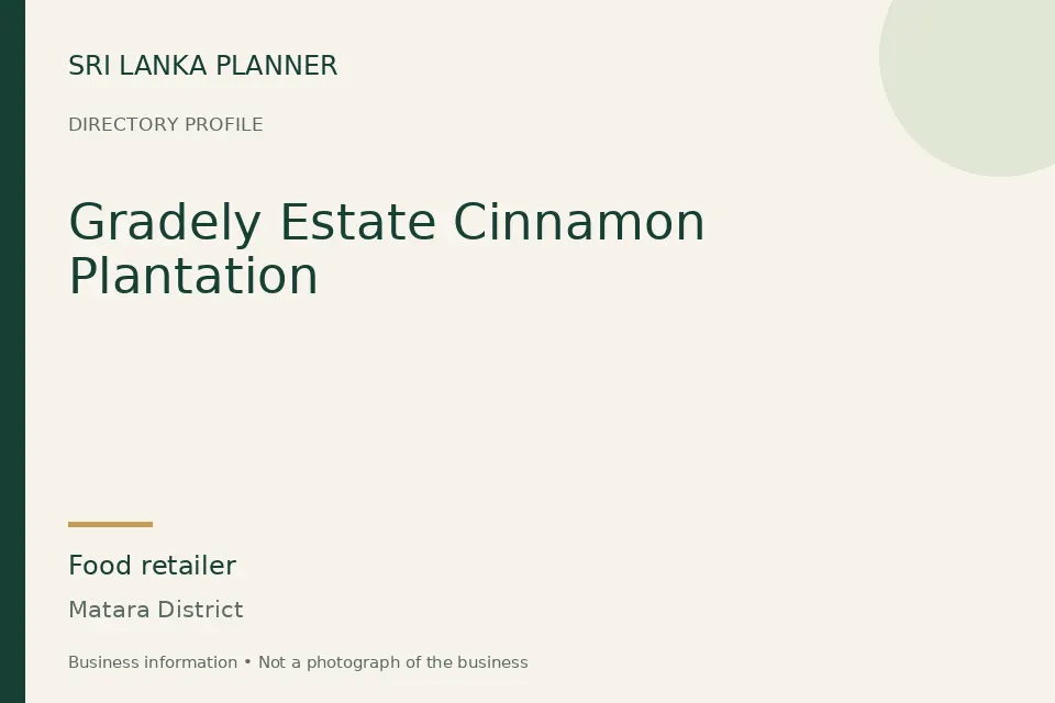 Directory cover for Gradely Estate Cinnamon Plantation in Matara District, Sri Lanka