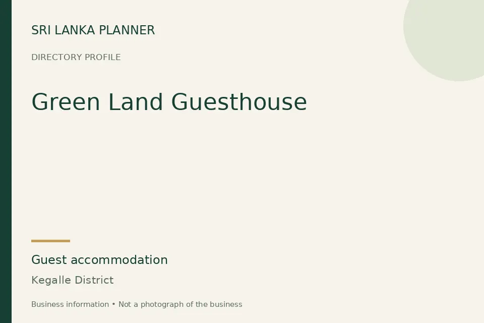 Directory cover for Green Land Guesthouse in Kegalle District, Sri Lanka