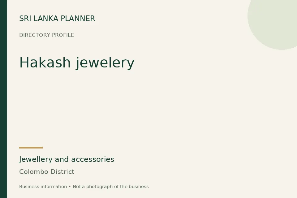 Directory cover for Hakash jewelery in Colombo District, Sri Lanka