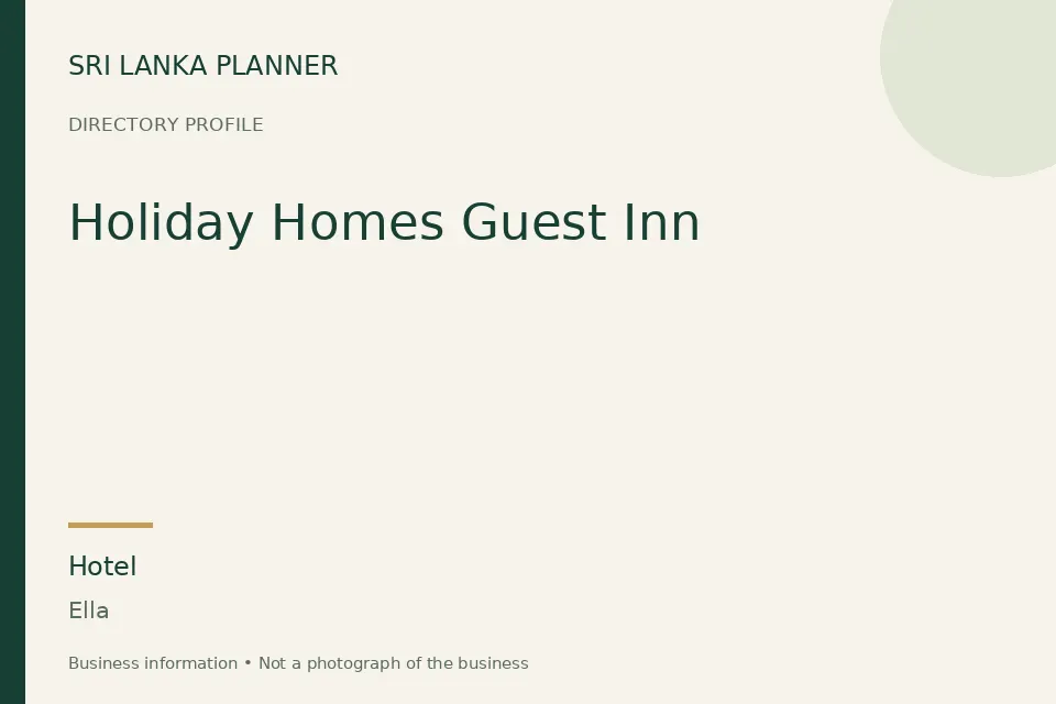 Directory cover for Holiday Homes Guest Inn in Ella, Sri Lanka