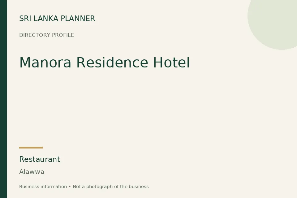 Directory cover for Manora Residence Hotel in Alawwa, Sri Lanka