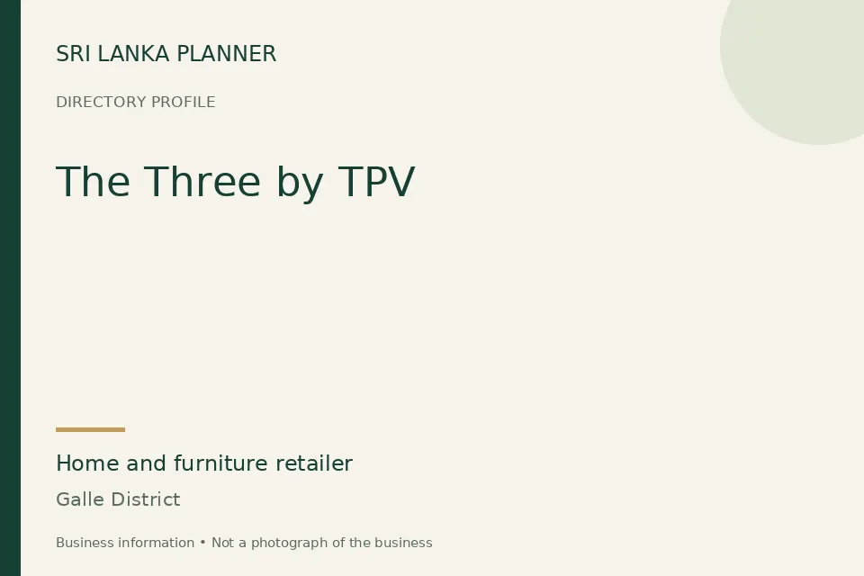 Directory cover for The Three by TPV in Galle District, Sri Lanka