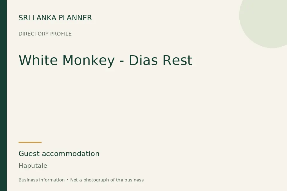 Directory cover for White Monkey - Dias Rest in Haputale, Sri Lanka