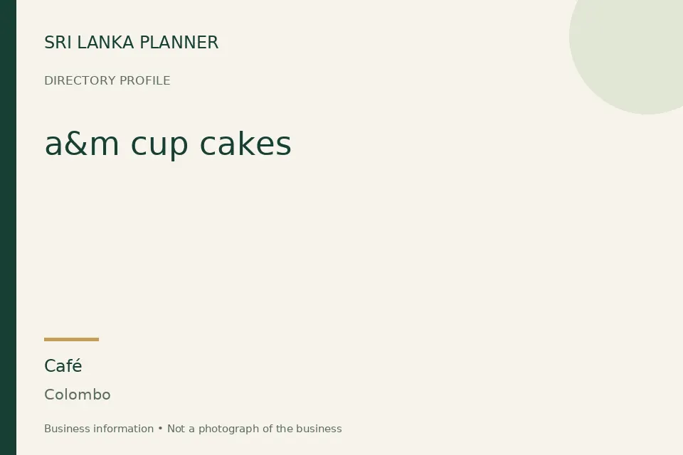 Directory cover for a&m cup cakes in Colombo, Sri Lanka