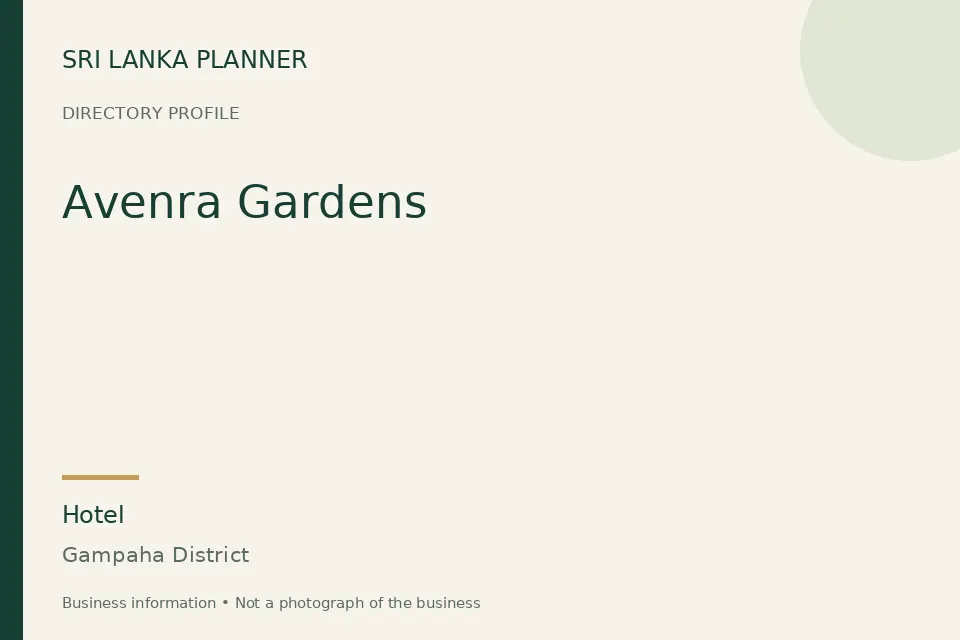 Directory cover for Avenra Gardens in Gampaha District, Sri Lanka