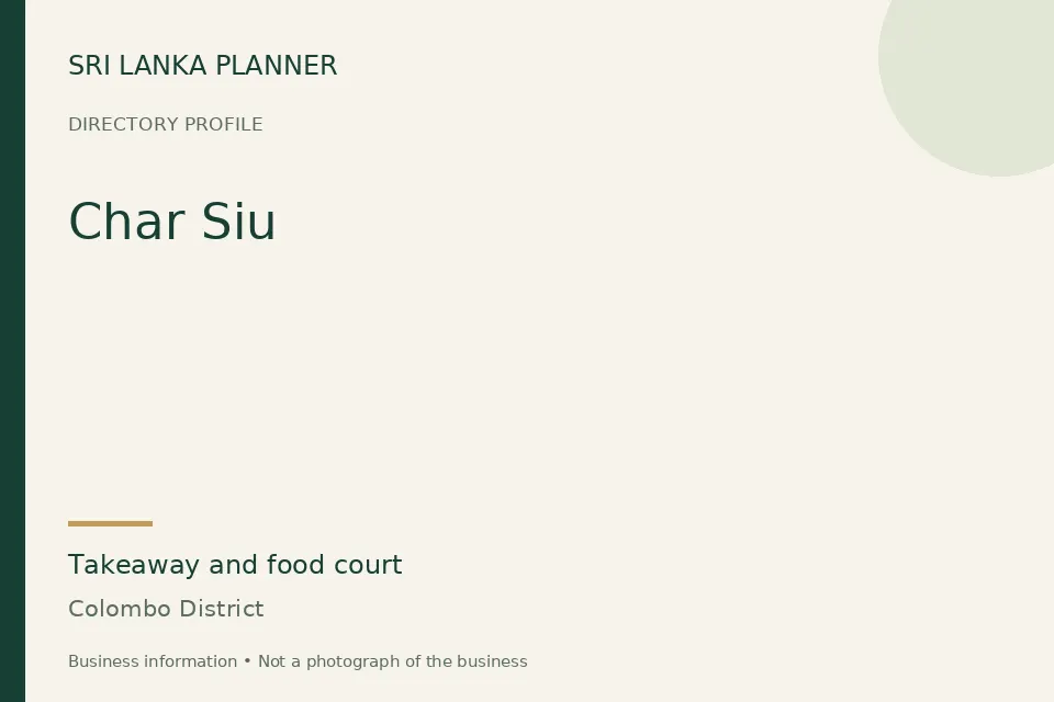 Directory cover for Char Siu in Colombo District, Sri Lanka