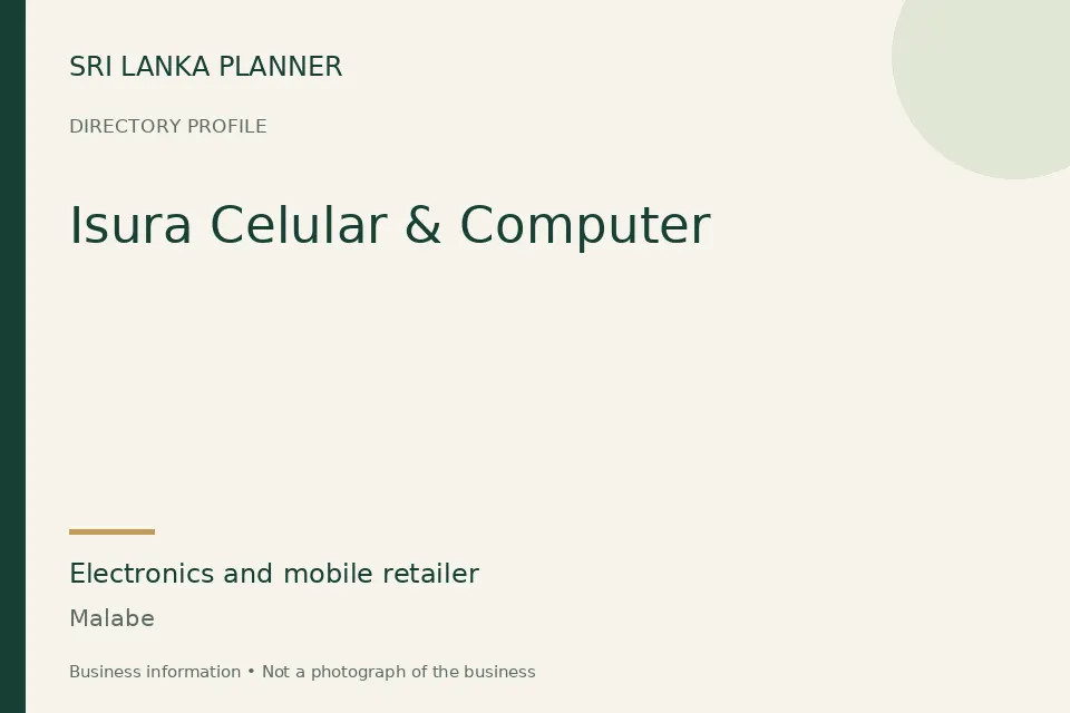 Directory cover for Isura Celular & Computer in Malabe, Sri Lanka