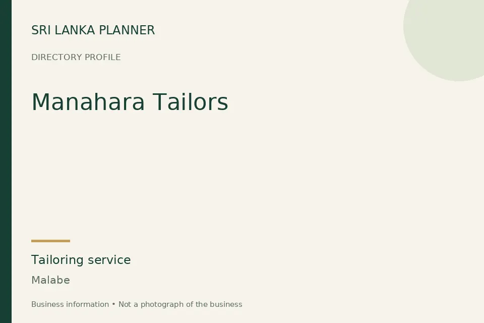 Directory cover for Manahara Tailors in Malabe, Sri Lanka