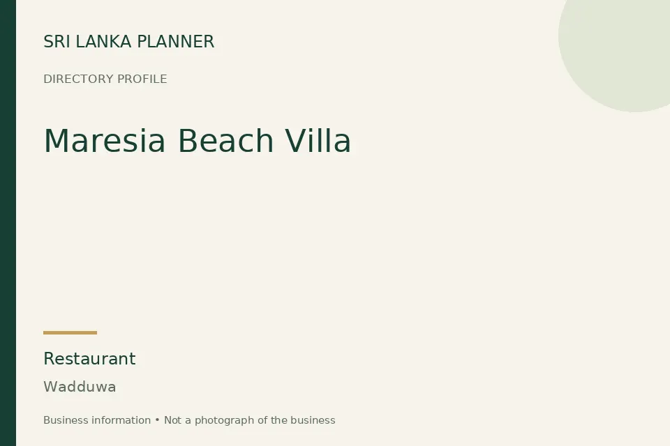 Directory cover for Maresia Beach Villa in Wadduwa, Sri Lanka