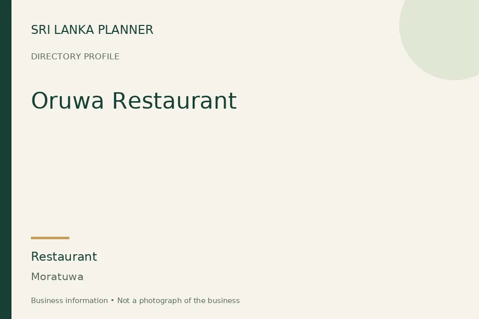Directory cover for Oruwa Restaurant in Moratuwa, Sri Lanka