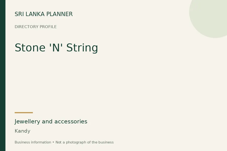 Directory cover for Stone 'N' String in Kandy, Sri Lanka