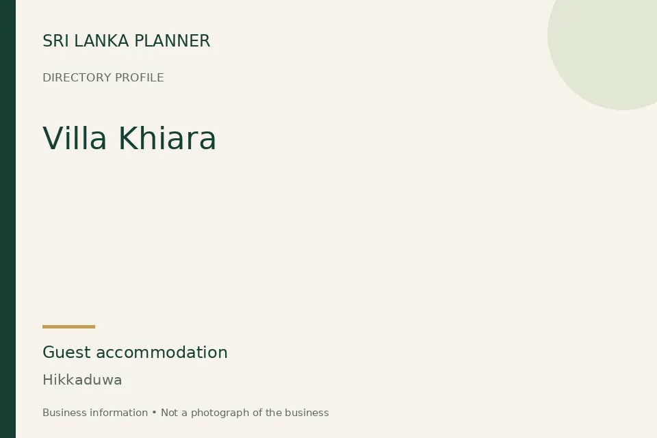 Directory cover for Villa Khiara in Hikkaduwa, Sri Lanka