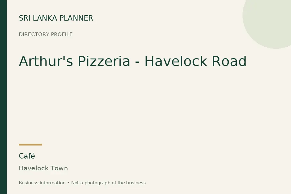 Directory cover for Arthur's Pizzeria - Havelock Road in Havelock Town, Sri Lanka