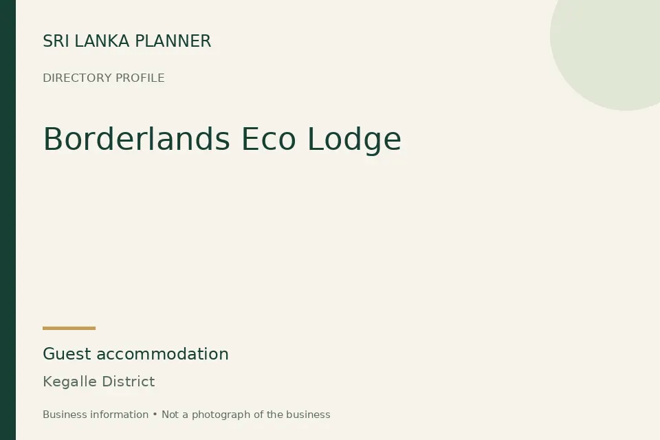 Directory cover for Borderlands Eco Lodge in Kegalle District, Sri Lanka