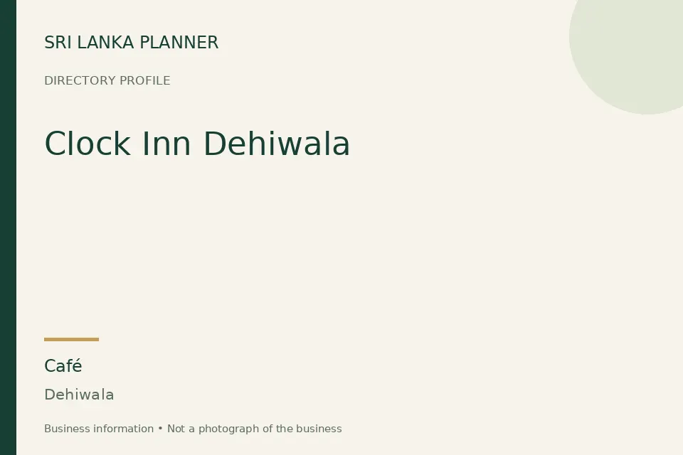 Directory cover for Clock Inn Dehiwala in Dehiwala, Sri Lanka