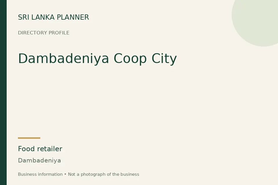Directory cover for Dambadeniya Coop City in Dambadeniya, Sri Lanka