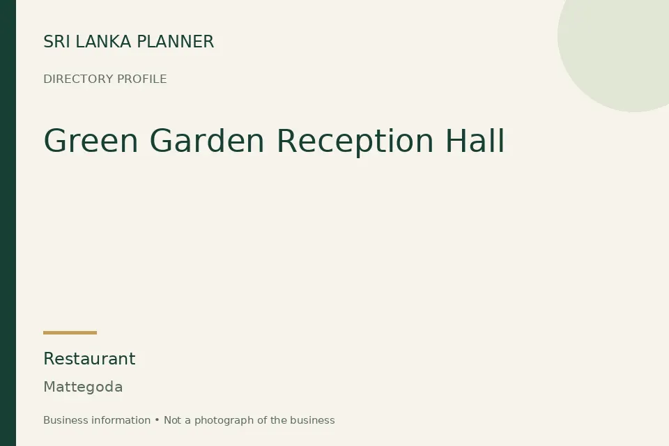 Directory cover for Green Garden Reception Hall in Mattegoda, Sri Lanka