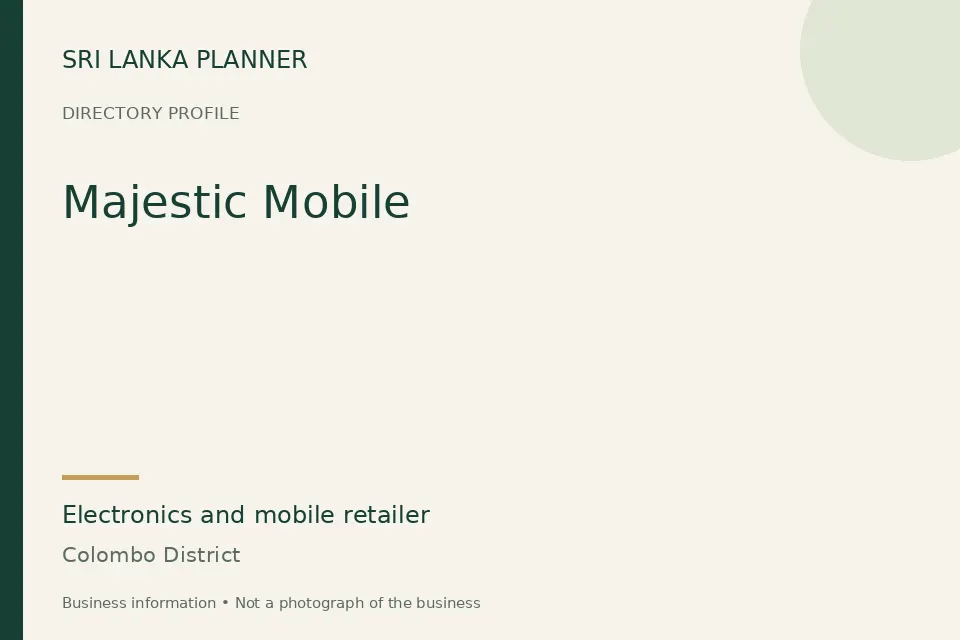 Directory cover for Majestic Mobile in Colombo District, Sri Lanka