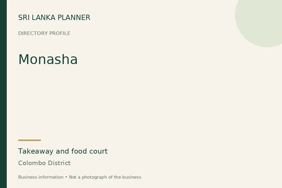 Directory cover for Monasha in Colombo District, Sri Lanka