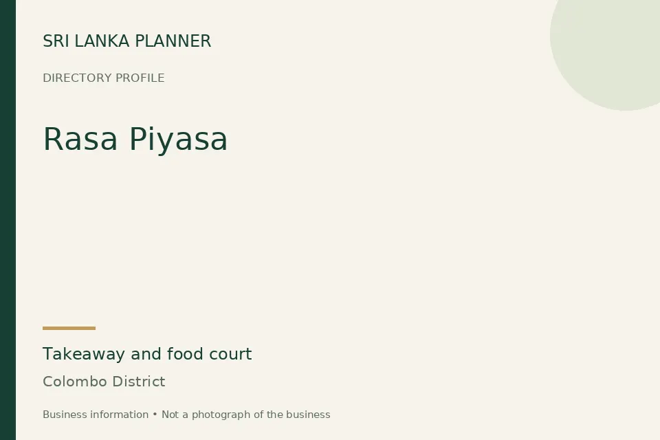 Directory cover for Rasa Piyasa in Colombo District, Sri Lanka
