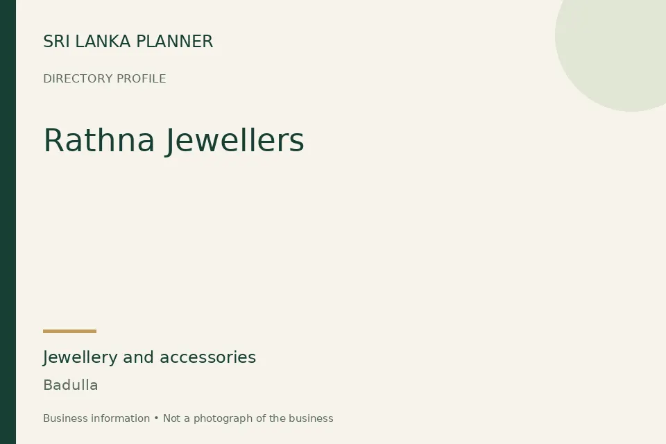 Directory cover for Rathna Jewellers in Badulla, Sri Lanka