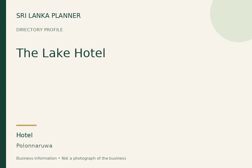 Directory cover for The Lake Hotel in Polonnaruwa, Sri Lanka