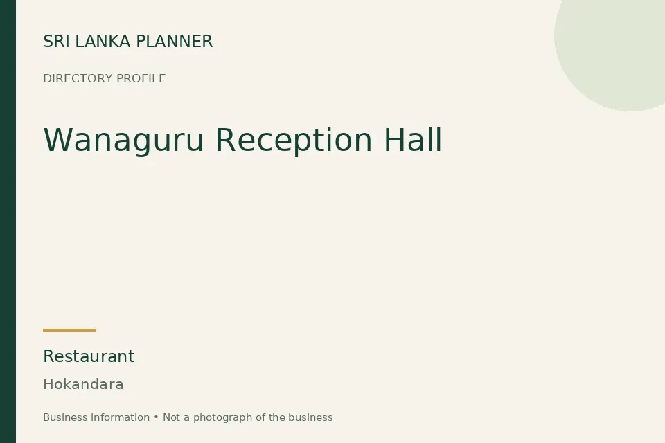 Directory cover for Wanaguru Reception Hall in Hokandara, Sri Lanka