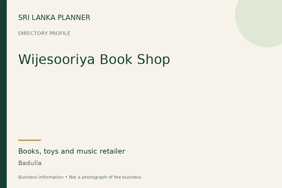 Directory cover for Wijesooriya Book Shop in Badulla, Sri Lanka