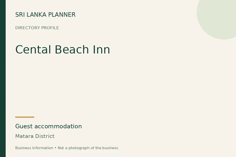 Directory cover for Cental Beach Inn in Matara District, Sri Lanka