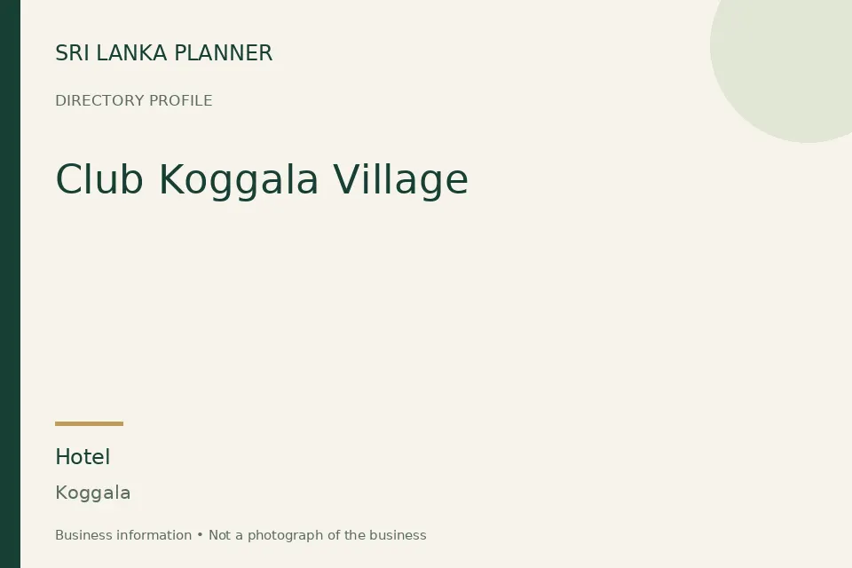 Directory cover for Club Koggala Village in Koggala, Sri Lanka