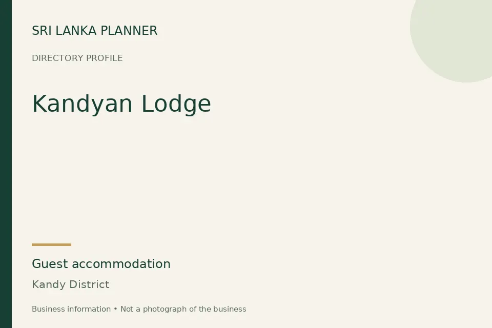 Directory cover for Kandyan Lodge in Kandy District, Sri Lanka