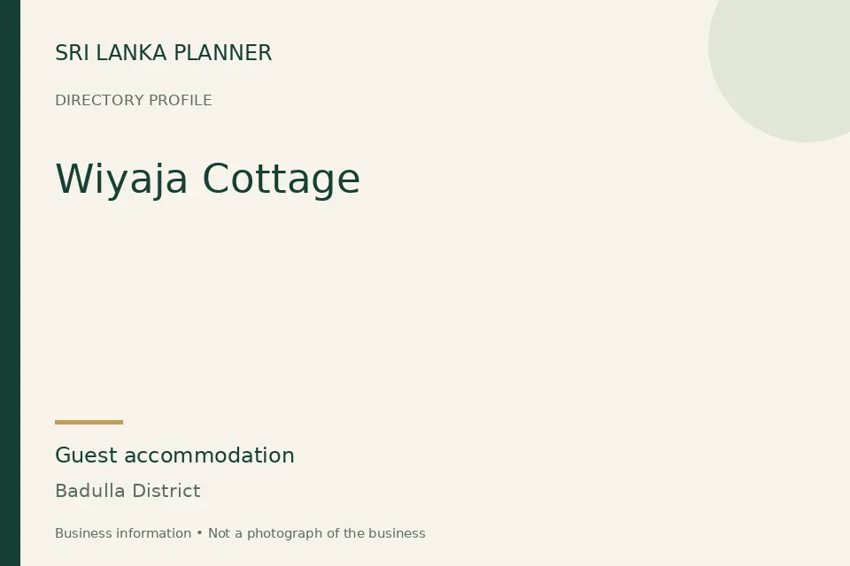 Directory cover for Wiyaja Cottage in Badulla District, Sri Lanka